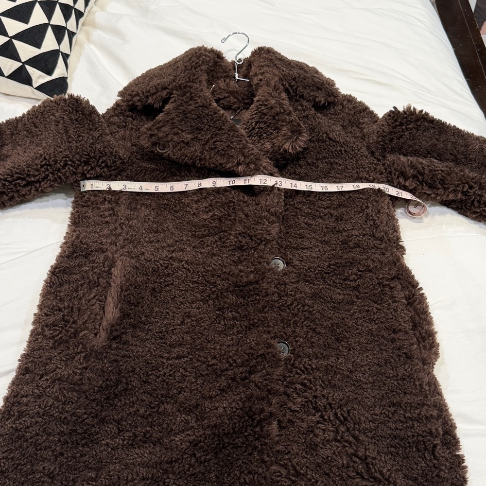 Banana Republic 🐻Teddy Coat Dark Brown Small EUC❤️ - Picture 12 of 16